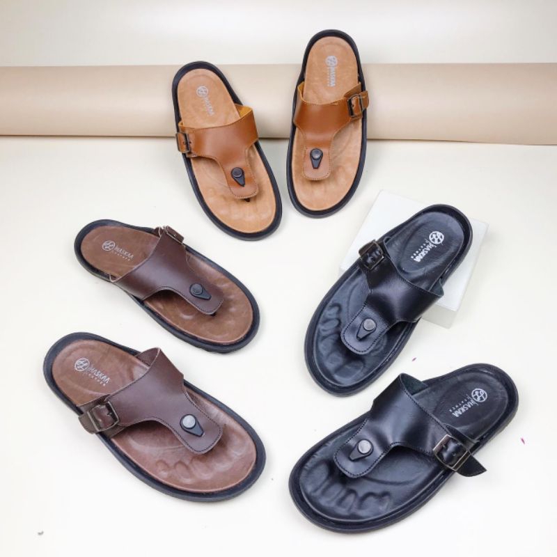 SANDAL KULIT PRIA / SANDAL KULIT COWOK / SANDAL PRIA DEWASA PREMIUM KULIT SAPI ASLI PULL UP MODEL 6