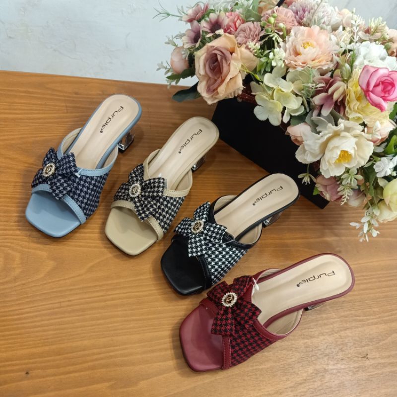 sandal heels kaca pesta model terbaru merk purple