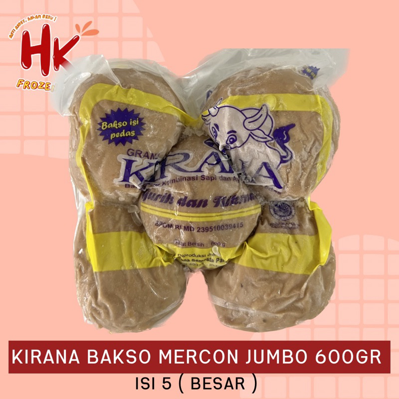 

Kirana Bakso Mercon Jumbo 600gr isi 5 pcs & 10 pcs | baso sapi pedas isi cabe | HK FROZEN MART