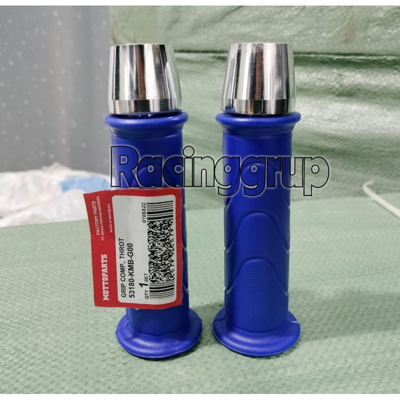 PAKET grip hanfat standar honda dengan jalu stang pcx ALUMINIUM grip biru terbaru bahan original 99% ori