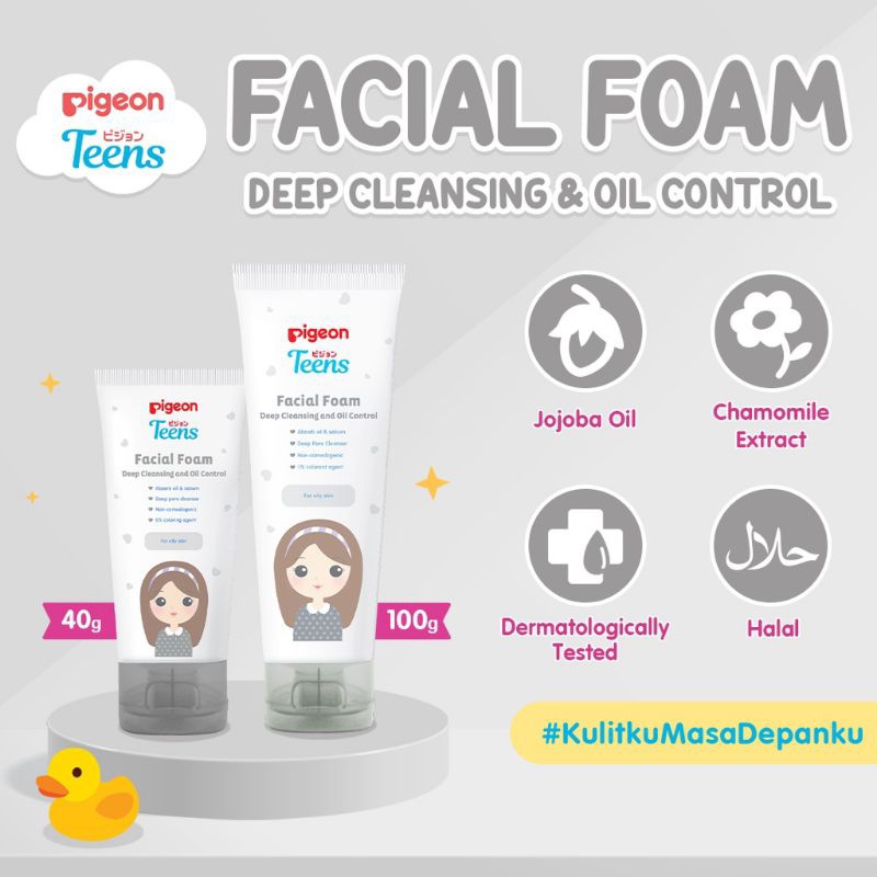 PIGEON TEENS FACIAL FOAM DEEP CLEANSING &amp; OIL CONTROL (FOR OILY SKIN) 40g/100g