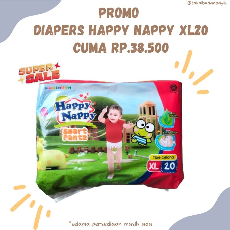 PROMO DIAPERS HAPPY NAPPY XL20