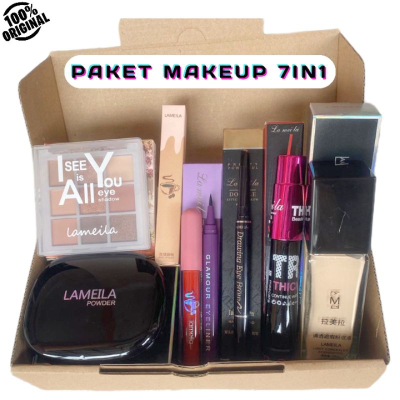 PAKET MAKEUP LENGKAP 7in1 Waterproof Tidak Mudah Luntur Makeup Sehari Hari Hampers Kado