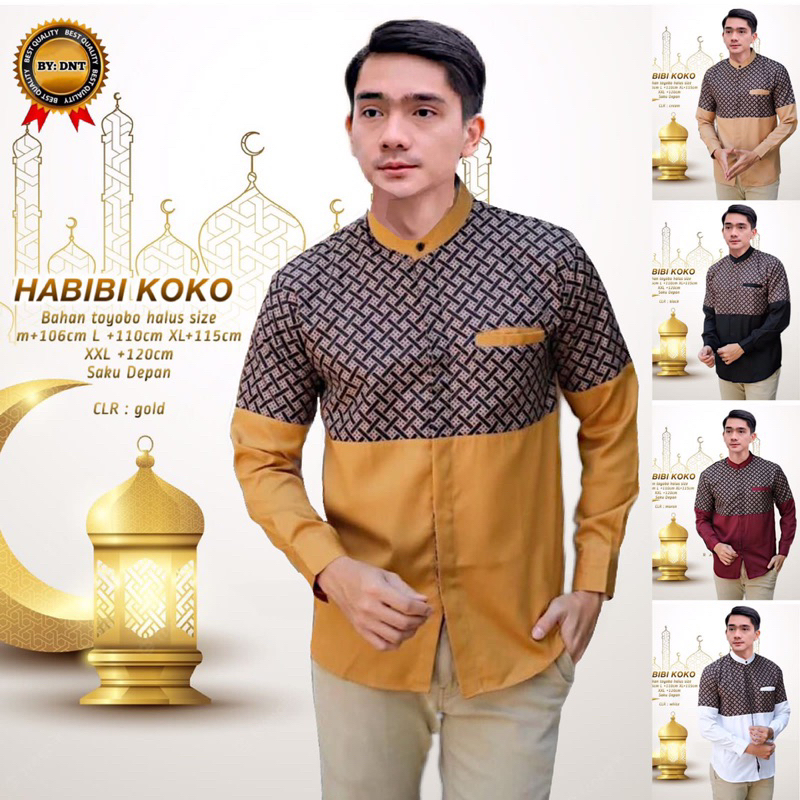 BAJU KOKO HABIBI ATASAN PRIA KOKO BAJU KOKO PRIA MUSLIM