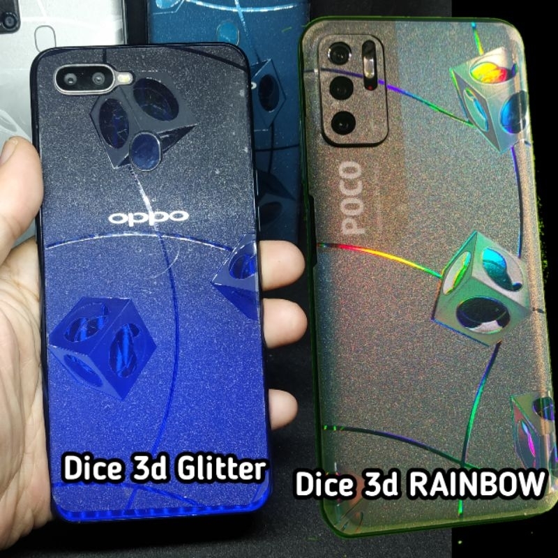 garskin hp anti jamur glitter RAINBOW DICE 3D all merek all type ready