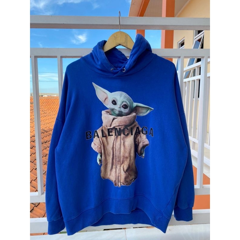 Hoodie Balenciaga Baby Yoda Warna Biru Size XL