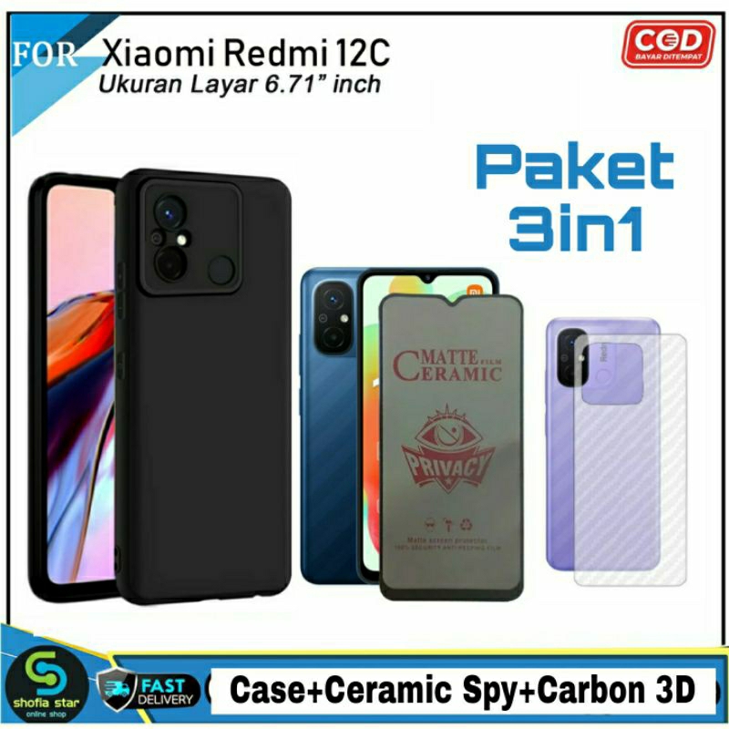 Promo Paket 3in1 Case Redmi 12C 11A soft case Pro Macaron Casing