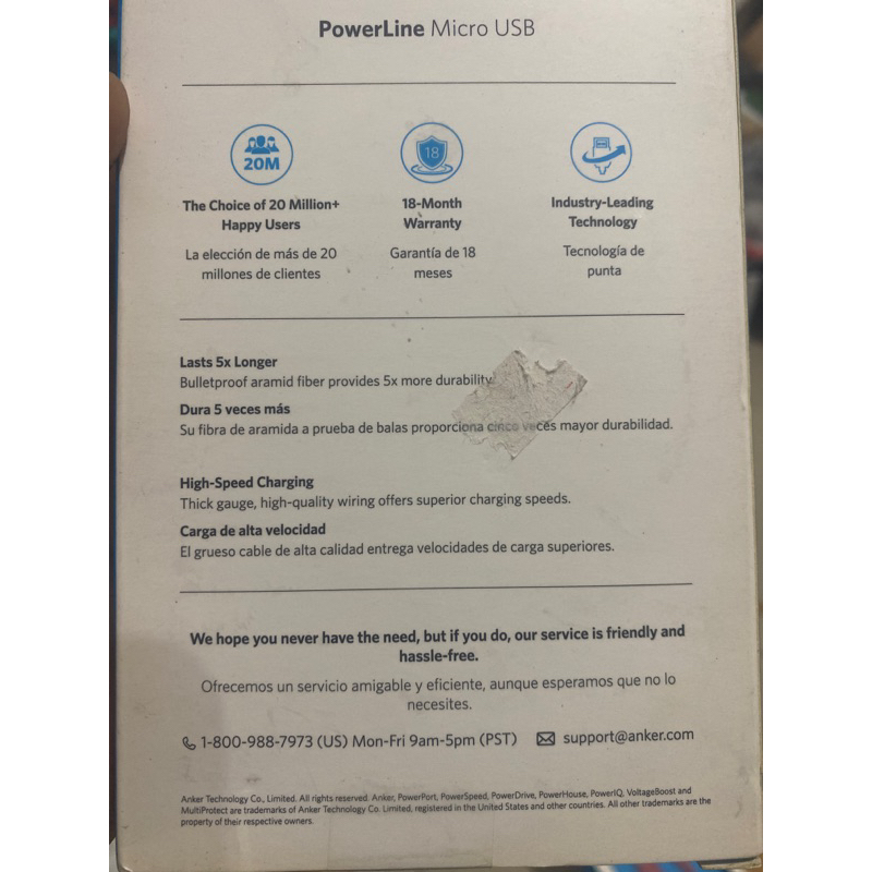 ORIGINAL kabel Data Anker Micro USB 3FT / 0.9 Meter Kabel High Speed Fast Charg