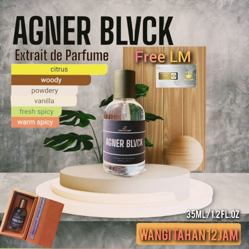 Extrait de Parfume Agner Blvck 35ml Free LM Wangi Tahan 12 Jam