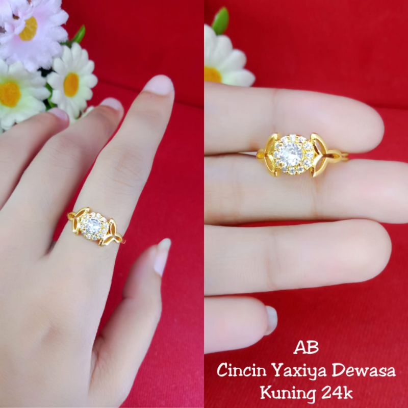 cincin daun 2 lapis emas 24k