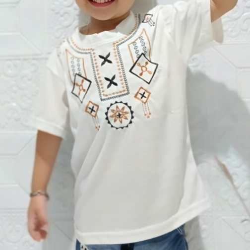 Baju kaos KOKO RAMADHAN anak cowok lengan pendek full bordir 1-12Tahun Uk.S.M.L.XL.2XL.3XL hitam put