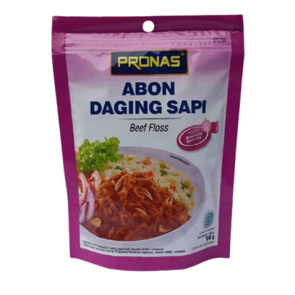 Pronas Abon Daging Sapi Pouch 100 gr rasa original/pedas/bawang goreng