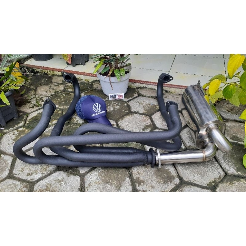 Knalpot VW Safari dan Combi full set special cacingan black coating