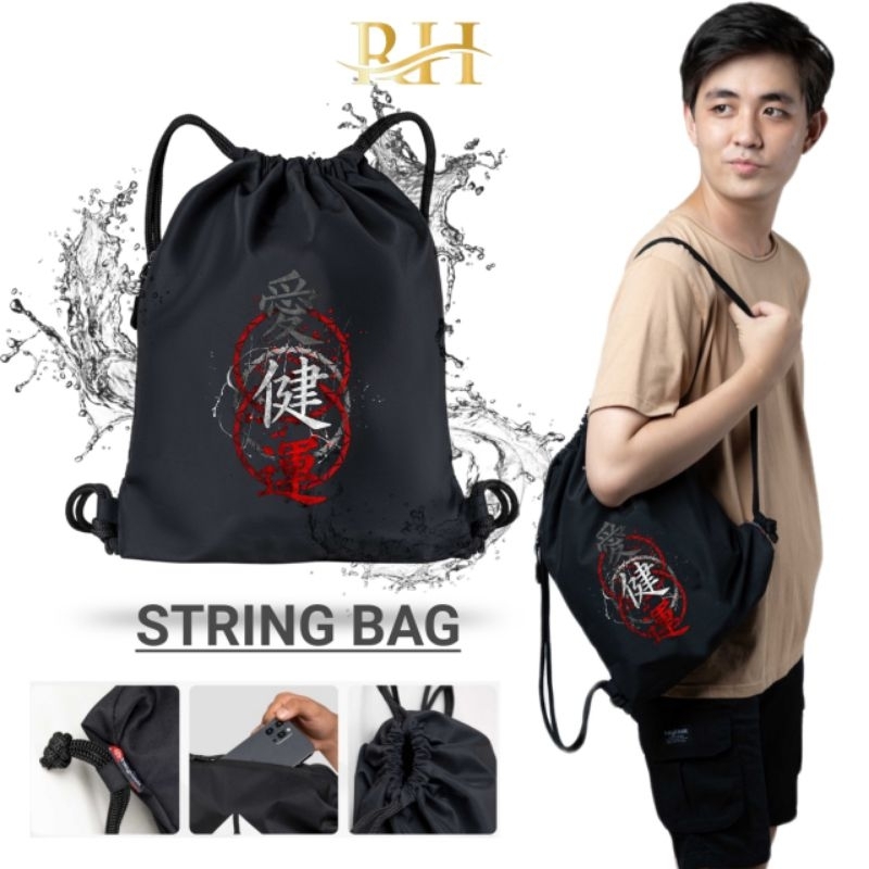 Tas Serut pria string bag polos selempang olahraga bahan Taslan | Tas pria ransel polos| tas wanita polos waterproof terlaris