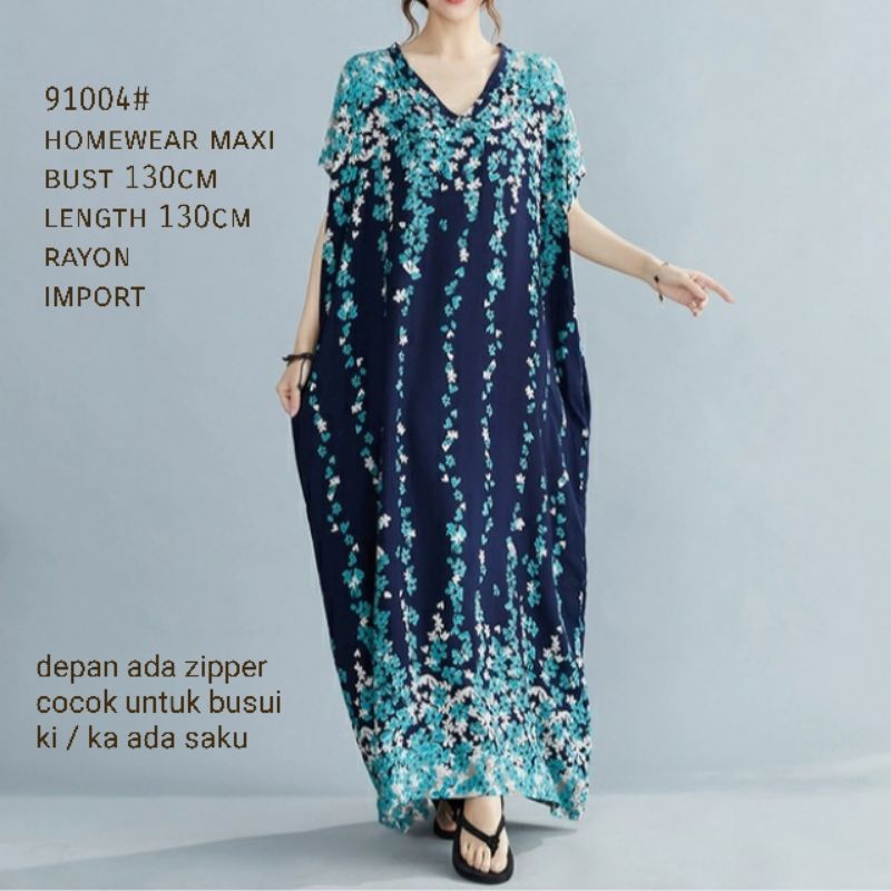 91004 Baju maxidress longdress HOMEWEAR BUSUI MAXI DRESS lengan pendek dres Korea Korean style wanit