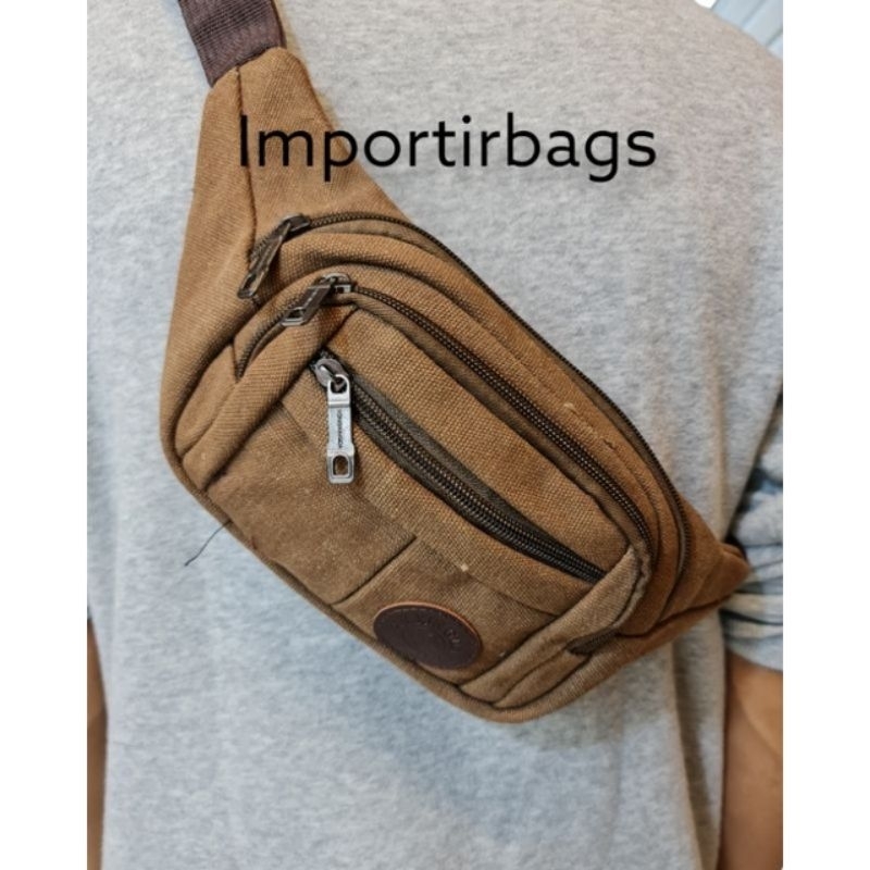 Tas pinggang pria / waistbag / weistbag waist bag selempang sling bag kanvas importirbags