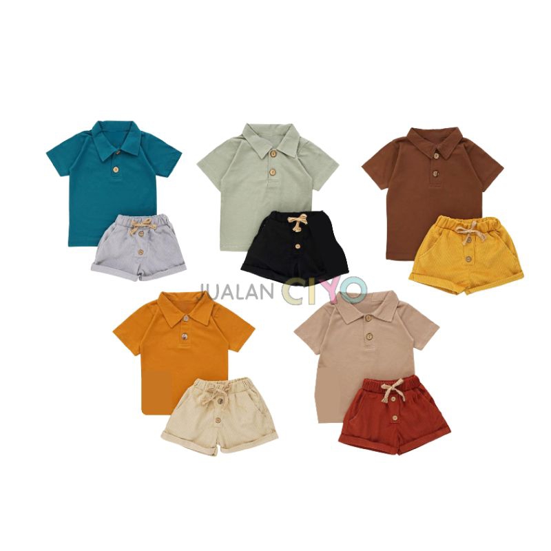 JUALAN CIYO | Oxsa Set Unisex | Setelan Osxa Anak | Oxsa Polo | Setelan Corduroy Anak | Baju Osxa Po