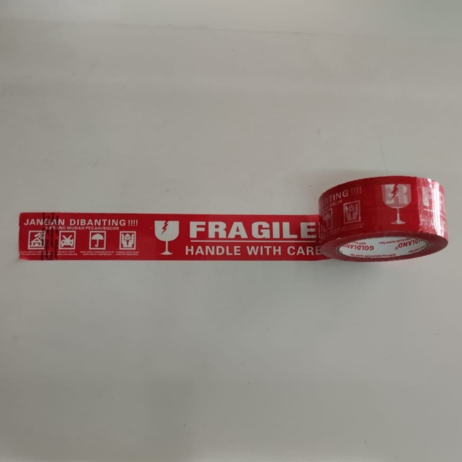 

Lakban FRAGILE MERAH 48mm x 100 meter Merk Goldland Murah Berkualitas