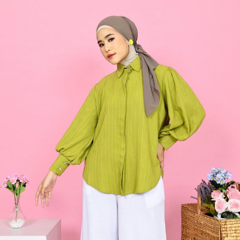 Zefaya Kemeja Blouse Jumbo LD 120cm Kemeja Lady Crush Full kancing