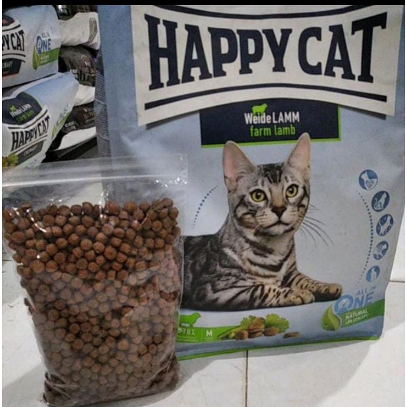 Makanan Kucing Happy Cat Adult Lamb 1kg repack | dry catfood or  kucing dewasa supreme lamb