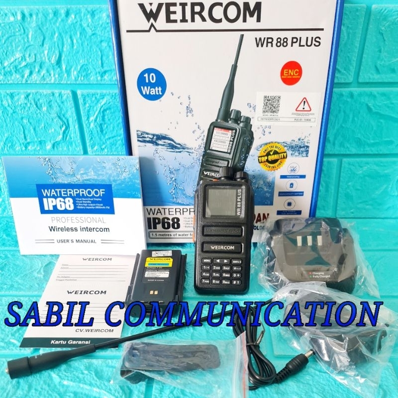 HT WEIRCOM WR88 PLUS WR88 WR 88 PLUS DUALBAND 10 WATT WATERPROOF / RADIO HT WEIRCOM WR88 PLUS ORIGIN