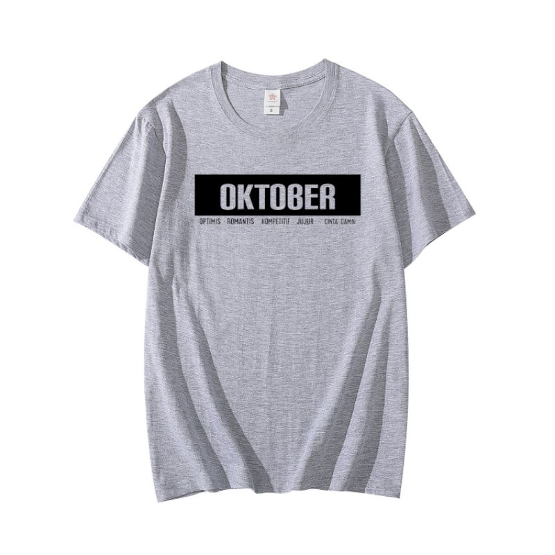 Baju Oblong Pria Wanita Oktober Kaos Pria Lengan Pendek Pakaian Atasan Dewasa Cowok Cewek Kaos Termurah Cod