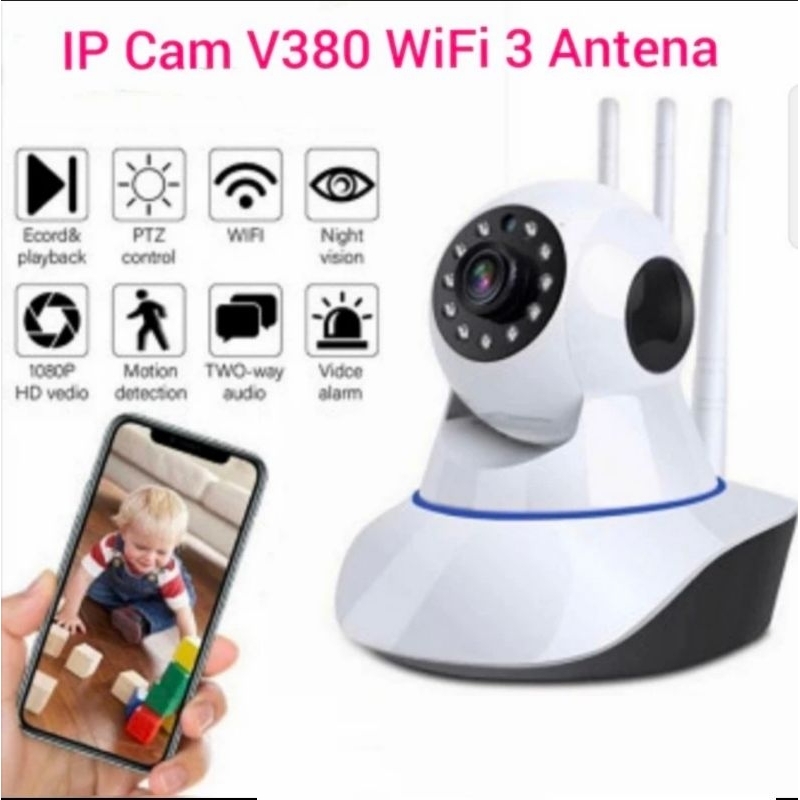 Camera Cctv Ip camera V380 PRO 8MP Wireless TURBO HD Kamera Baby Camera 3 Antena