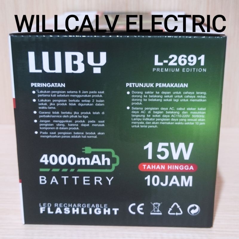 Senter cas emergency LUBY L2691 15W Super terang / Senter LUBY L 2691 15W, senter besar jumbo super terang