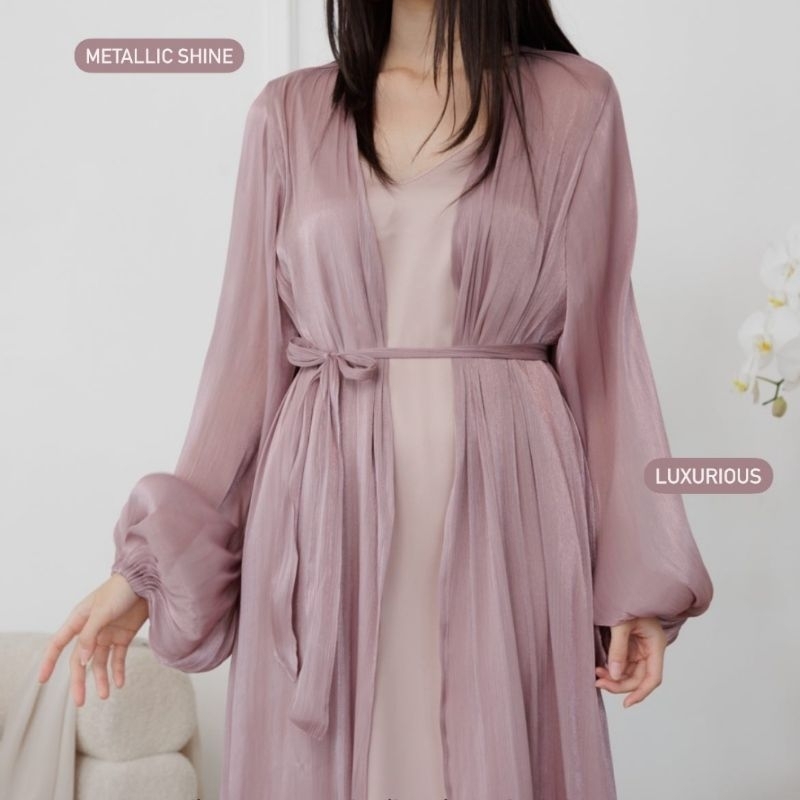 Outer Shimmer Dress 4in 1 Look Dress Lebaran Abaya Turki Outfit Lebaran Outer Abaya Baju Kondangan A