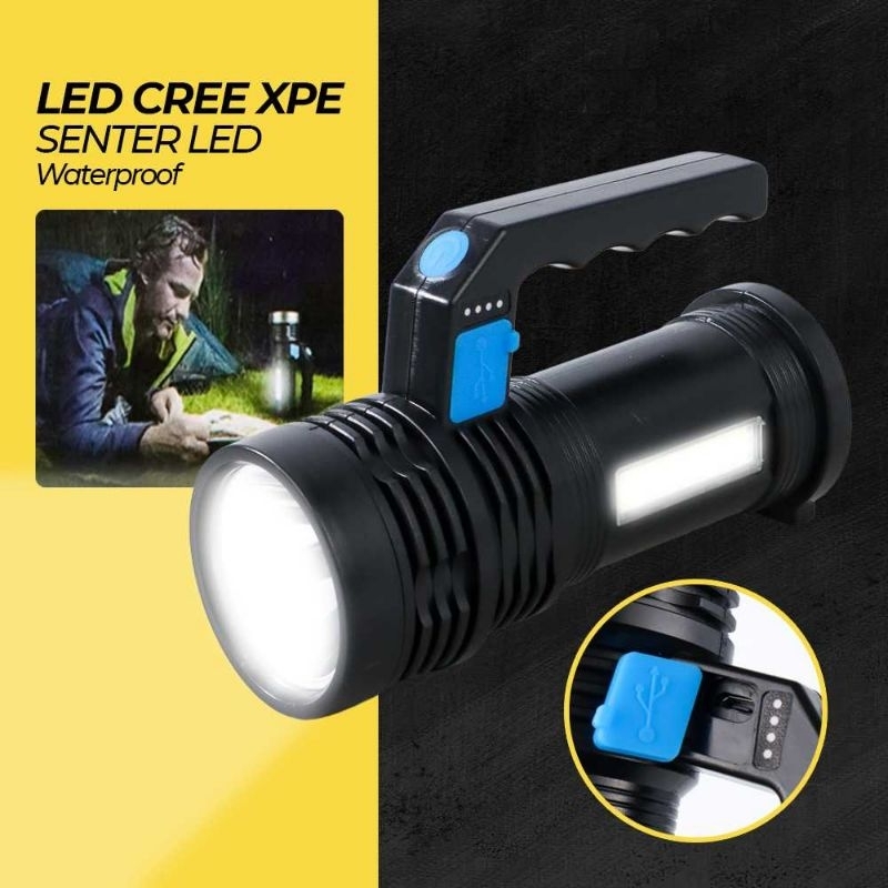 Senter camping Flashlight LED waterproof Super Terang Recharge