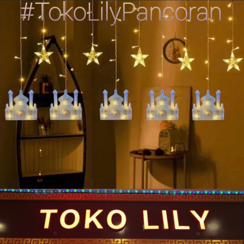 Lampu Tirai Idul Fitri / Lampu Lebaran Tirai Muslim / Lampu Hiasan Lebaran Hijriah / Lampu Idul Eid / Lampu LED Dekorasi