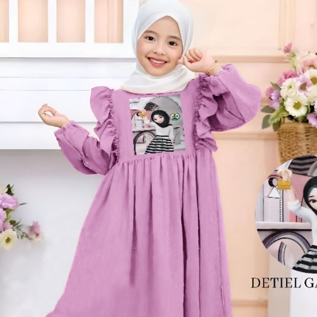 GAMIS ANAK CRINGKLE AERFLOW GAMIS ANAK PEREMPUAN TERBARU GAMBAR SELEBEW BAJU MUSLIM ANAK