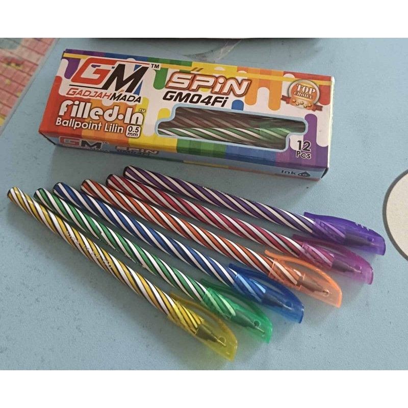 

[BOX ISI 12] PULPEN GM SPIN GM-04FI / BALLPOINT GM-SPIN / BOLPEN / PULPEN MURAH