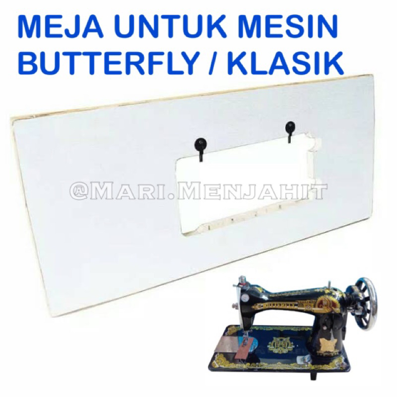 Meja Alas - Papan Mesin Jahit untuk Mesin Jahit Butterfly / Singer / Jadul / Tradisional / Classic / Klasik / Hitam / Kecil / Traditional