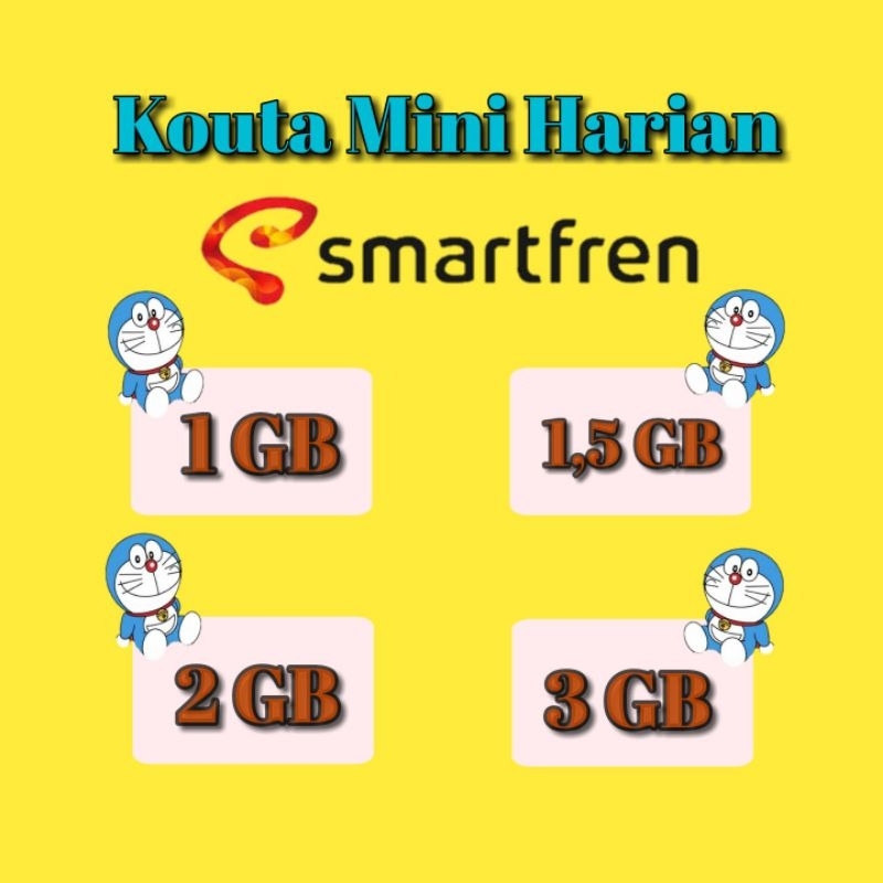Smartfren (Mini Kuota) harian 1gb 1,5gb 2gb 3gb kouta harian