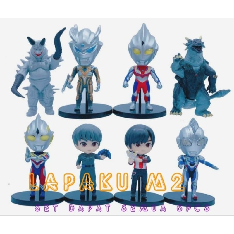 Action Figure Ultraman tiga Zero Monster Set 8pcs/Mainan Anak