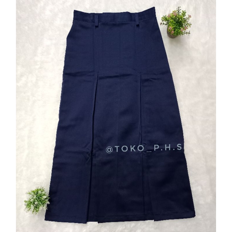 Rok Sekolah SMP Biru Panjang - Span Rempel 2 - Bahan Elemen Premium - Seragam Sekolah