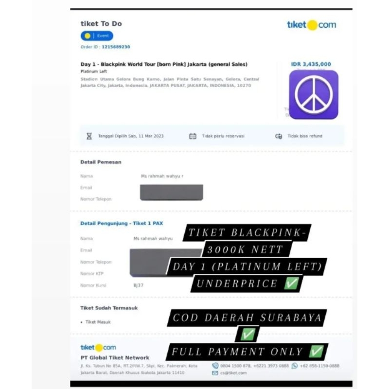 tiket platinum blackpink