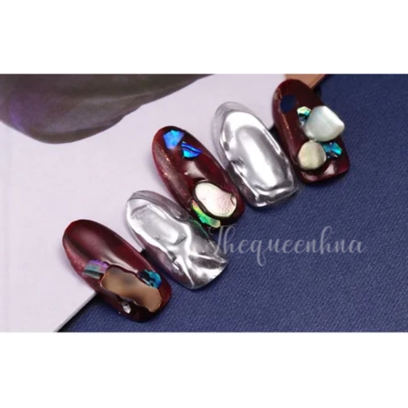 12 Grids Natural Shell Nail Art Ornament Manik Kerang Mutek Kuku