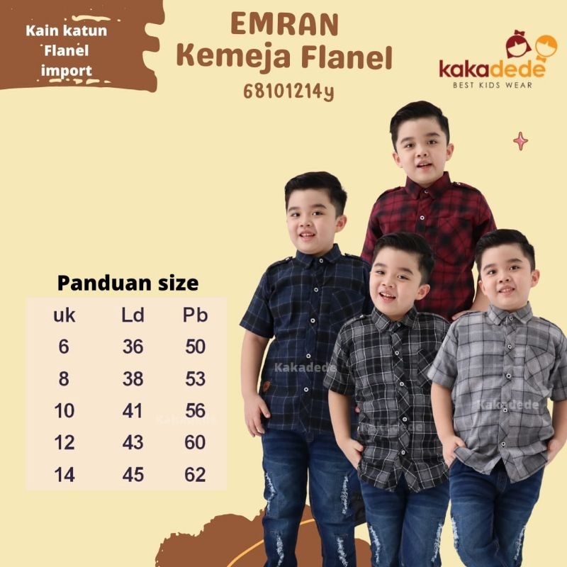 READY ‼️ Kemeja Lengan Pendek Flanel Premium by Kakadede bisa COD Kemeja Flanel Anak Super Nyaman
