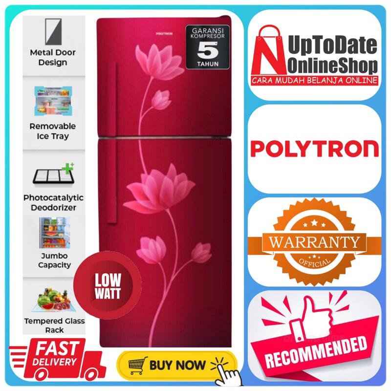 KULKAS 2 PINTU POLYTRON PRB-219 PRB219 PRB 219 SUPER LOW WATT JUMBO CAPACITY LEMARI ES 2 PINTU POLYT