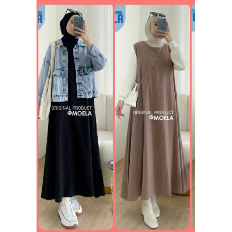 Inner dress midi busui busui non busui daleman gamis baju kutung lekbong tanpa lengan sleeveless bus