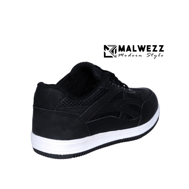 MALWEZZ - Sepatu Sekolah Anak Perempuan Laki Laki Hitam Putih TK SD SMP Prepet Sepatu Ringan Trendy. Uk 31 - 37 [Swallow x Katzz Sch 01]