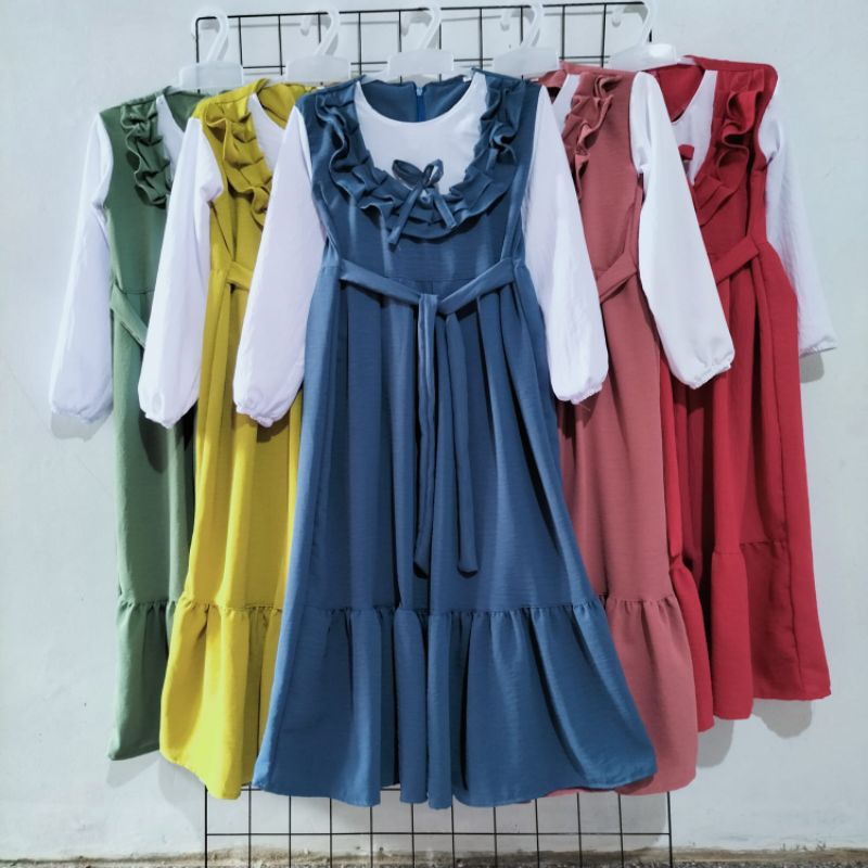 GAMIS CRINKLE ANAK MODEL FATIN 2-12 TAHUN