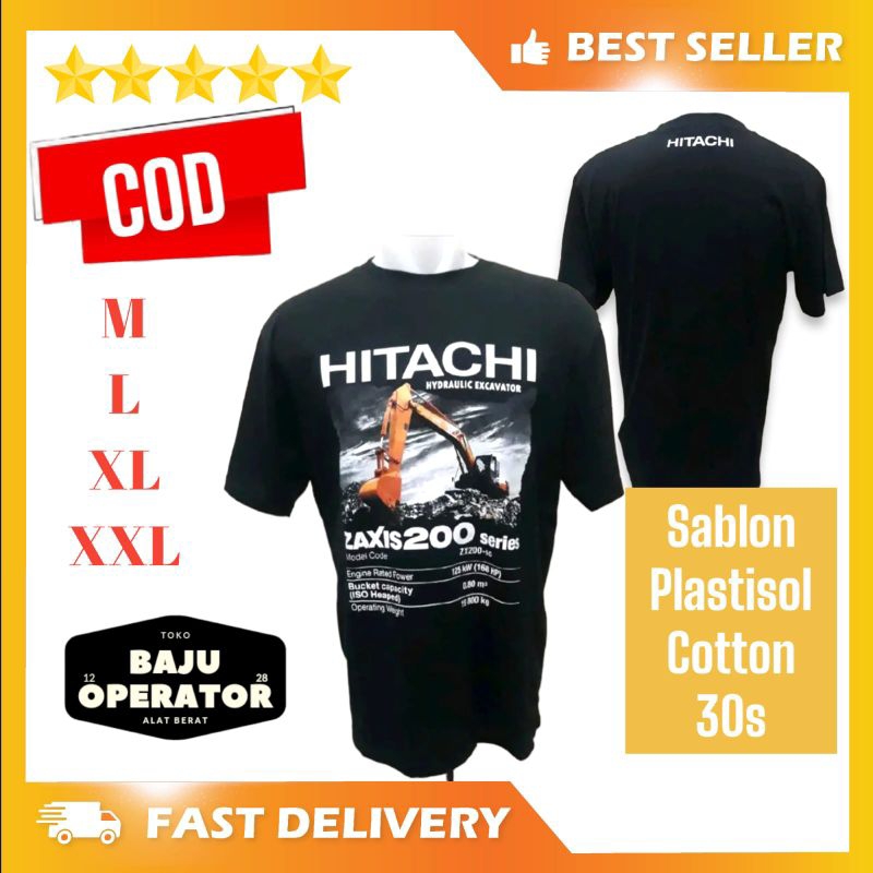 Kaos Hitachi / baju hitachi excavator / baju exca beko / baju alat berat