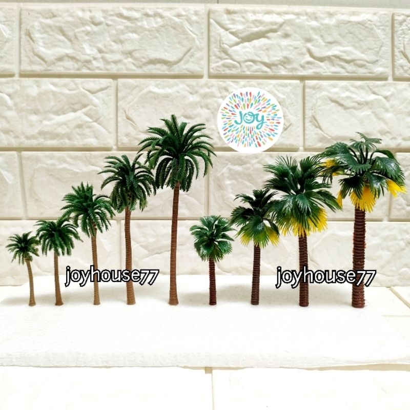 1pc Miniatur Pohon Kelapa Plastik Palm Buatan Palem Pantai Laut Topper Kue Cake Mainan Dekorasi Make