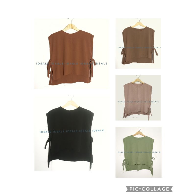 Outer tali samping Outer wanita tanpa lengan polos rompi tanpa lengan wanita kekinian rompi crinkle 