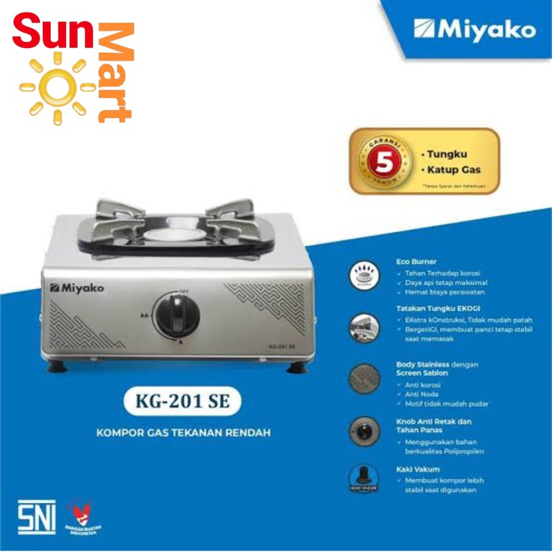 Kompor Gas Miyako 1 Tungku KG 201 SE Stainless Steel / Kompor 1 Tungku