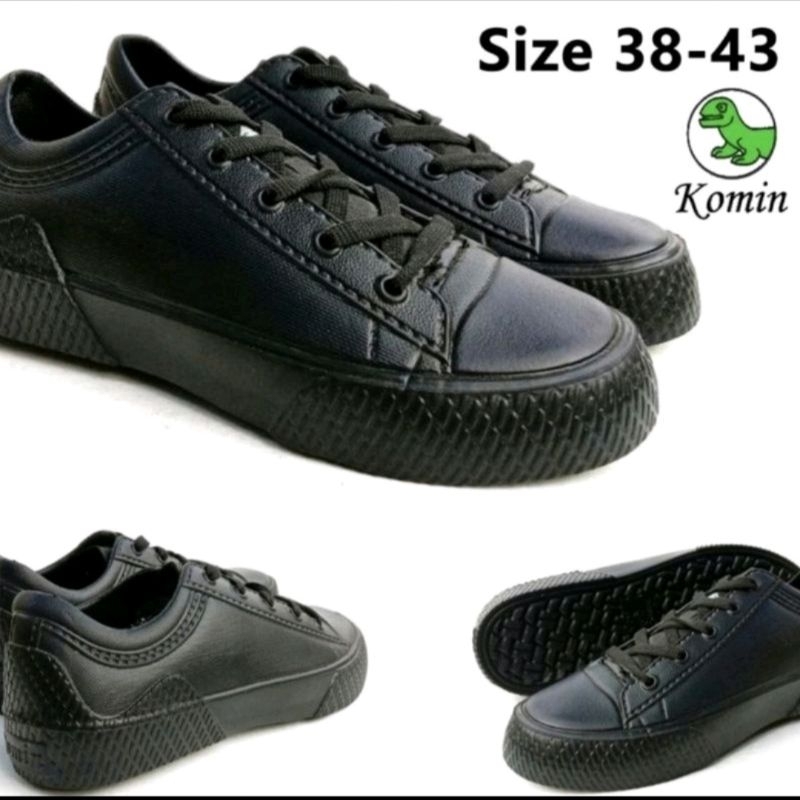 Sepatu Sneakers Komin / att Hitam uk 36-43 (Bisa Untuk Sekolah)