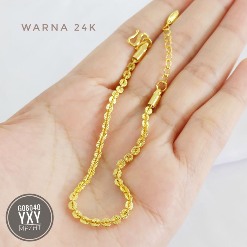 Gelang yaxiya rantai warna 24k gold G08040